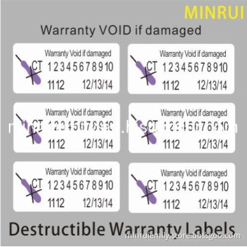 Destructible Warranty Labels,void If Damaged Stickers,custom Printing Destructible Vinyl Materials 